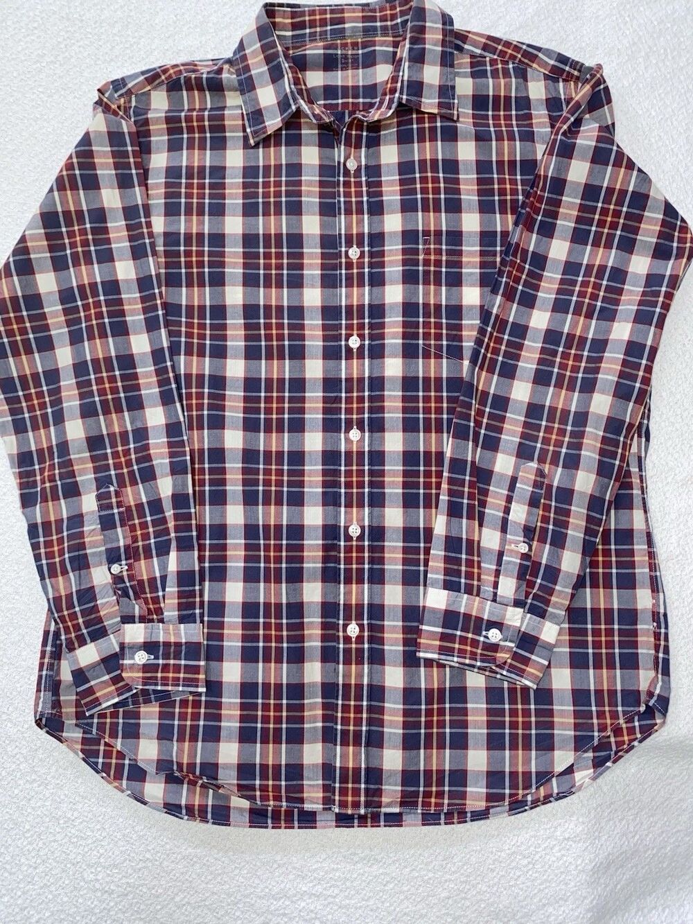 J.Crew Lightweight Plaid Button Down Shirt Men's Large Cotton Blue Red